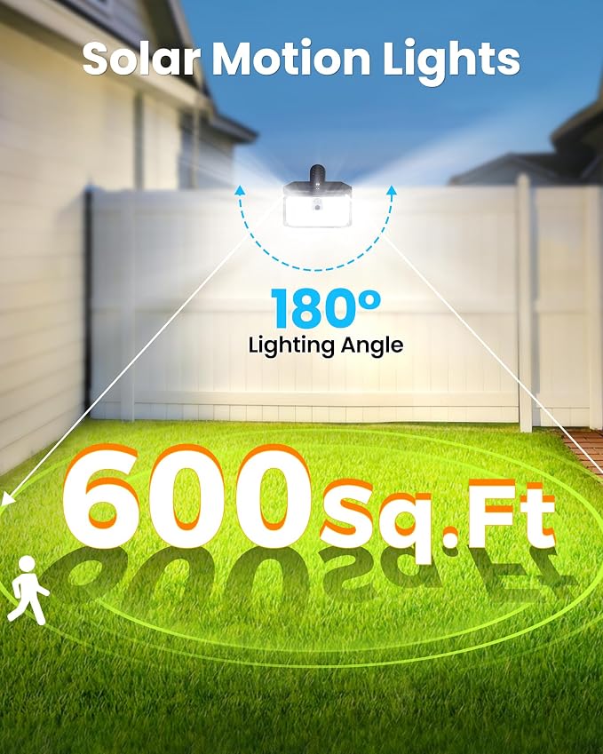 LUHLEE 176LED Clip on Solar Lights Outdoor, 600LM Solar Motion Lights Outdoor with 180° Wide Angle, IP65 Waterproof Portable Solar Fence Lights Outdoor for Fence, Gutter, Garden, Camping, Patio 6Pack