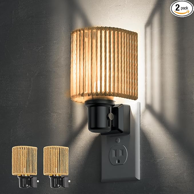 L LOHAS LED Night Lights Plug into Wall, Boho Night Light, 2 Pack, Decorative Bohemian Night Lights, Dimmable 0-100LM, Daylight White, Light Sensor, Vintage NightLight Farmhouse for Bedroom Bathroom