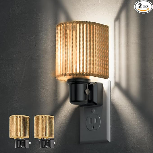 L LOHAS LED Night Lights Plug into Wall, Boho Night Light, 2 Pack, Decorative Bohemian Night Lights, Dimmable 0-100LM, Daylight White, Light Sensor, Vintage NightLight Farmhouse for Bedroom Bathroom