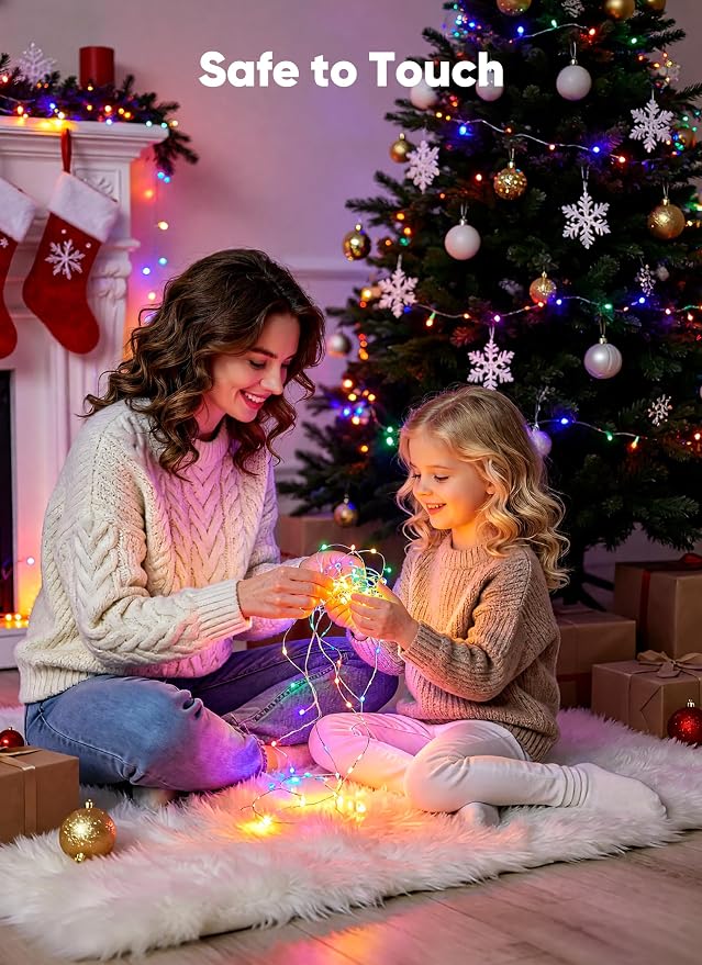 33Ft 100LED Outdoor String Lights, Fairy Lights Battery Operated with Remote, Waterproof Twinkle Lights for Bedroom Dorm Patio Tapestry Backyard Garden Party Indoor Christmas Decoration, Multicolor