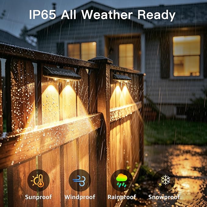 Solar Fence Lights Outdoor 12 Pack, 11 Colors & 13 Lighting Modes, IP65 Waterproof Dusk to Dawn LED Fence Lights Solar Powered for Outside Backyard Pool Wall Step Patio Deck Stair Railings