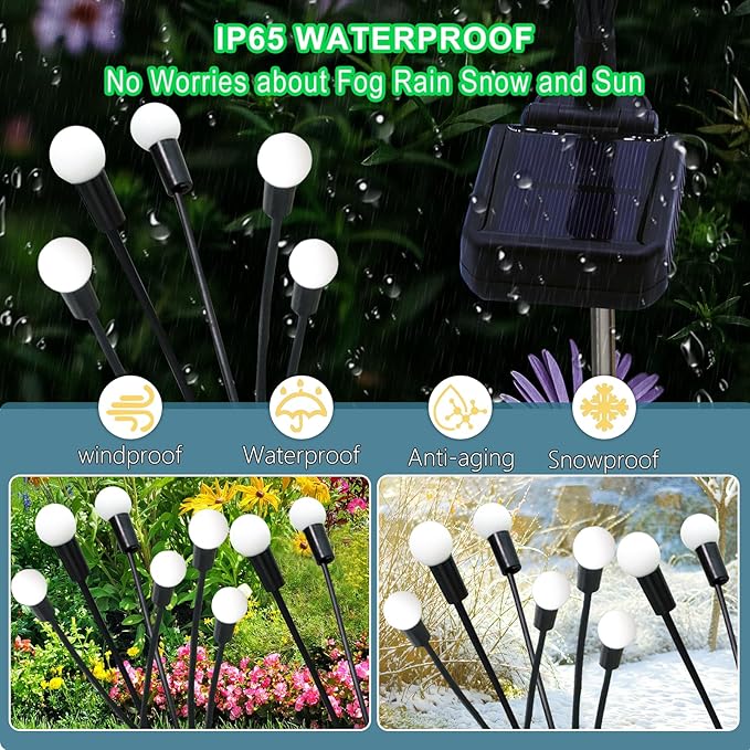 Kohlrabi Solar Garden Lights Outdoor, 4 Pack 32 LED Solar Pink Firefly Lights Waterproof, Starburst Wind Swaying Light for Outside Yard Patio Planter Flower Bed Walkway Christmas Decoration