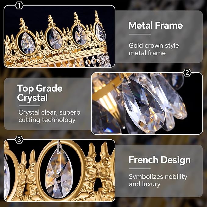 TOCHIC Bathroom Vanity Light Fixtures Over Mirror 4 Lights Gold Crystal Bathroom Wall Light Fixtures Indoor Dimmable, Farmhouse Vintage Sconces for Mirror Cabinets, Powder Room, Bedroom, 24.5” L