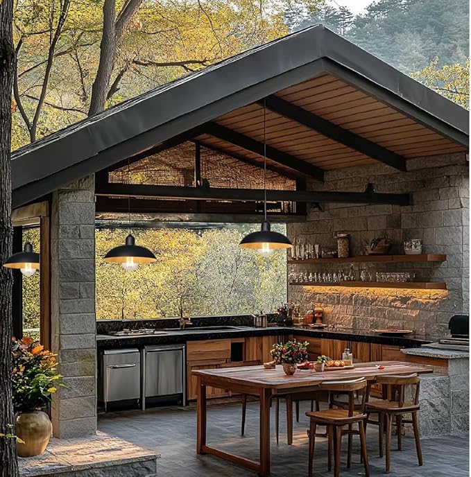 2X Battery Operated Outdoor Chandelier for Gazebo Pendant Light Industrial Hanging Lamp with Remote Decorative Lights Indoor Lantern Powered by 4*AA Batteries for Porch Pavilion Camping