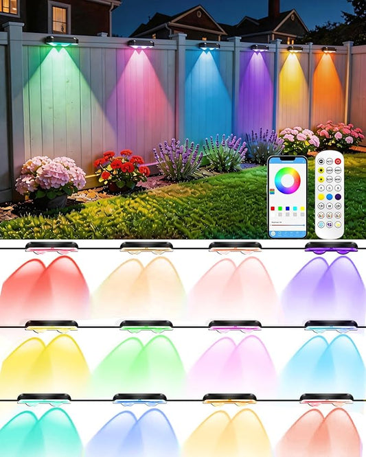 Outdoor Deck Lights 16 Pack, 100ft Smart RGB Outdoor Lights, APP, Remote Control, Waterproof LED String Light with Timer for Wall Fence Step Yard Stairs Pool Halloween Christmas Decor