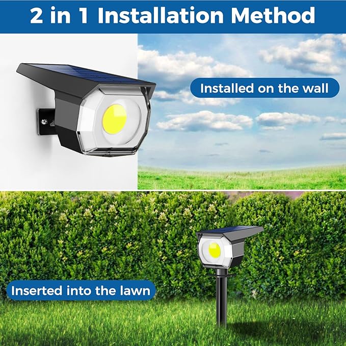 Peasur 10 Pack Solar Lights Outdoor, Spotlights Outdoor Waterproof 3 Modes, 2-in-1 Auto On/Off Solar Spot Landscape Lighting Outside for Tree Plants Yard Garden Pathway