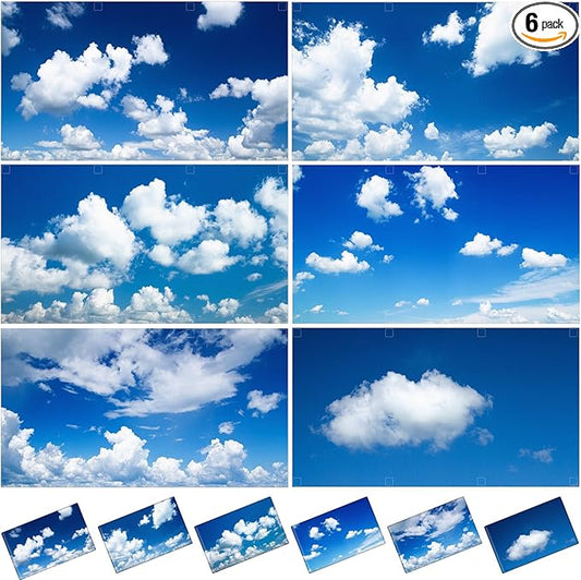 6 Pcs Fluorescent Light Covers for Ceiling Lights with 48 Magnets Decorative Magnetic Light Filters for Classroom Office Kitchen Decoration(Blue Sky)