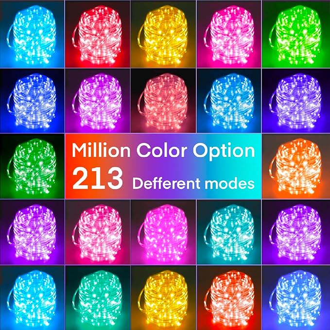 Honche Smart LED Fairy String Light USB 10M/33FT Rainbow Light Waterproof Remote/app Control Outdoor Indoor Rope Lights DIY Color Changing Christmas -mas String Light for Bedroom Garden Cafe