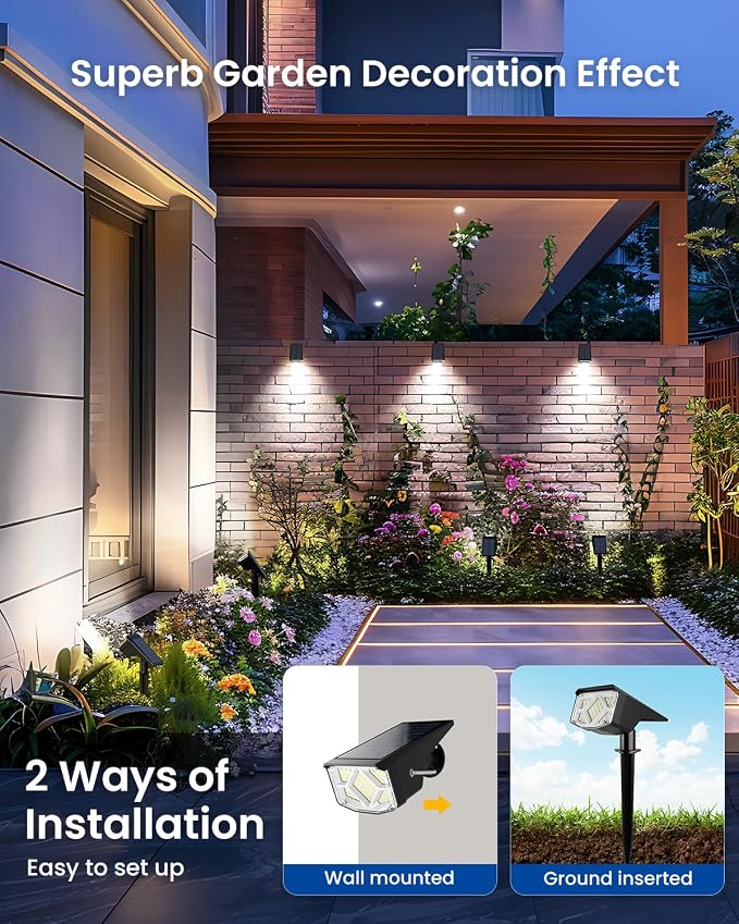 SOLPEX Solar Spot Lights Outdoor Waterproof IP65, Landscape Spotlights Outdoor, Compact Design Spot Lights, Solar Powered Flood Lights for Garden Yard House Pathway Tree Outside, 10 Pack, Cool White