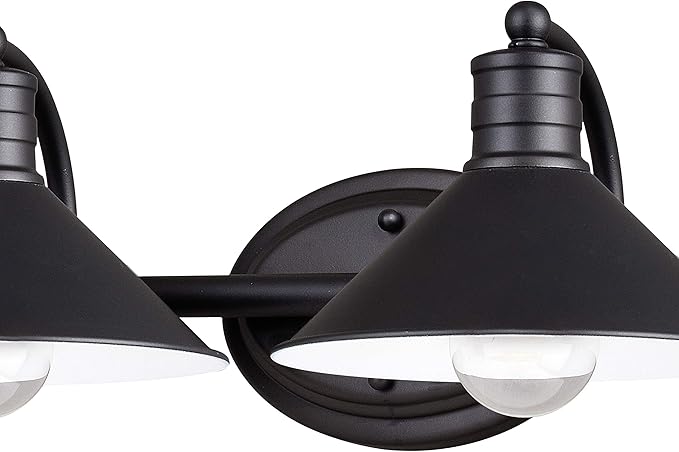 VAXCEL Akron 4-Light 38 inch Wide Oil Rubbed Bronze and Matte White Farmhouse Bathroom Vanity Lighting Fixture, Metal Shade, Dimmable, LED Compatible, Over The Mirror Mounted Steel Wall Sconce