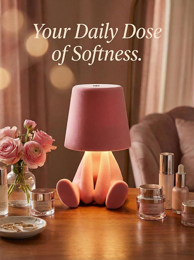 Bedside Touch Control Table Lamp, Golden Decor Thinker Statue LED Table Lamp with USB Port, 3 Way Dimmable Modern Night Light Nightstand Lamp for Home Living Room Office Shelf Decor (Pink-B)