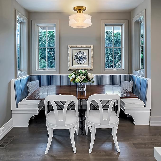 9.1" Schoolhouse Semi Flush Mount Ceiling Light Fixture, Frosted Glass Shade, Modern Farmhouse Light Fixtures for Living Room, Bedroom, Kitchen, Hallway, Laundry