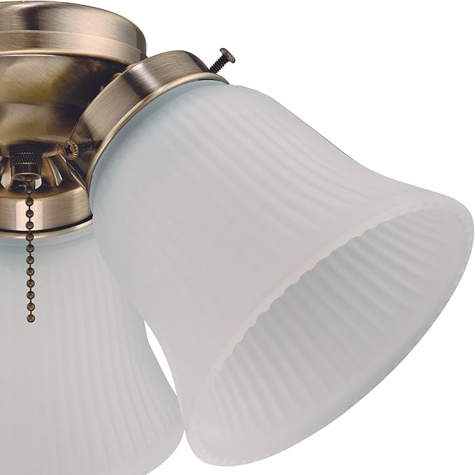 Westinghouse 7784800 Three LED Cluster Ceiling Fan Light Kit, Antique Brass Finish with Frosted Ribbed Glass, 1 Pack, White