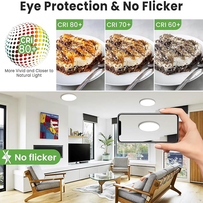 zemty LED Ceiling Light Flush Mount Super Slim 9 Inch 24W 2400lm Ceiling Lights with 3 Color Temperature in One 3000k/4500k/6000K - Round Flat Light Fixture for Kitchen Hallway (1Pack, White)