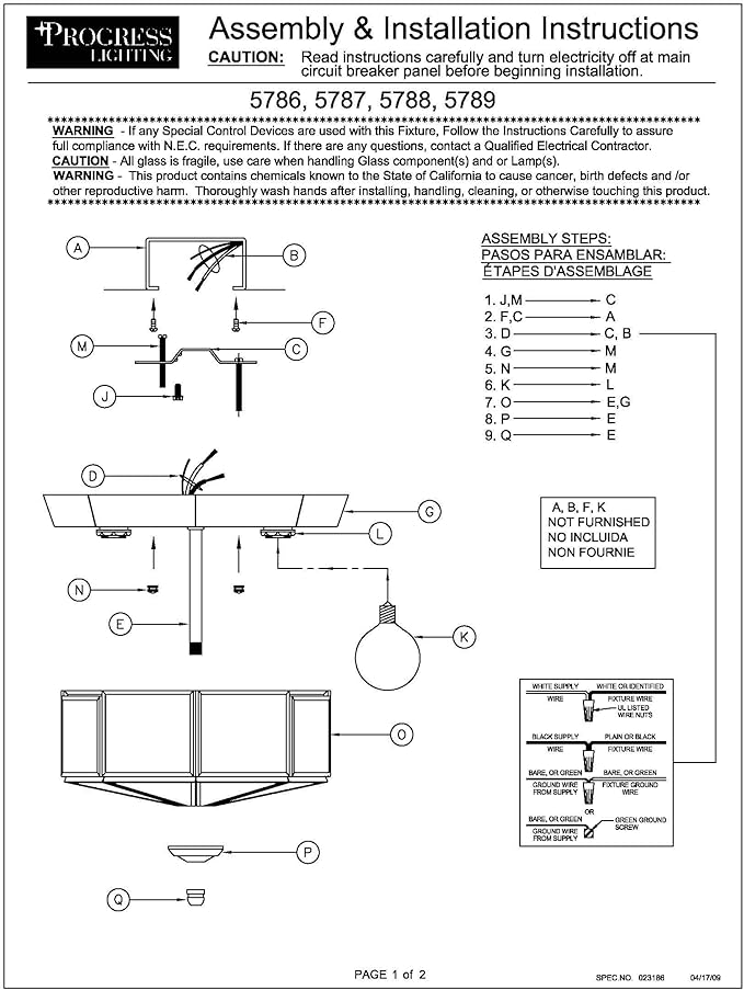 Progress Lighting 4-Light Beveled Glass 11-1/8" Close-to-Ceiling, Indoor, P5789-20, Antique Bronze