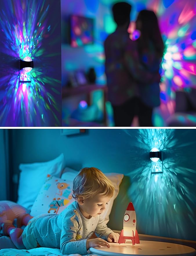 L LOHAS LED Night Light,Night Lights Plug into Wall,Projector Night Light with Dusk to Dawn Sensor,9 Color Changing, Star Projector Galaxy Nightlight for Kids Nursery Playroom Christmas Birthday Gifts