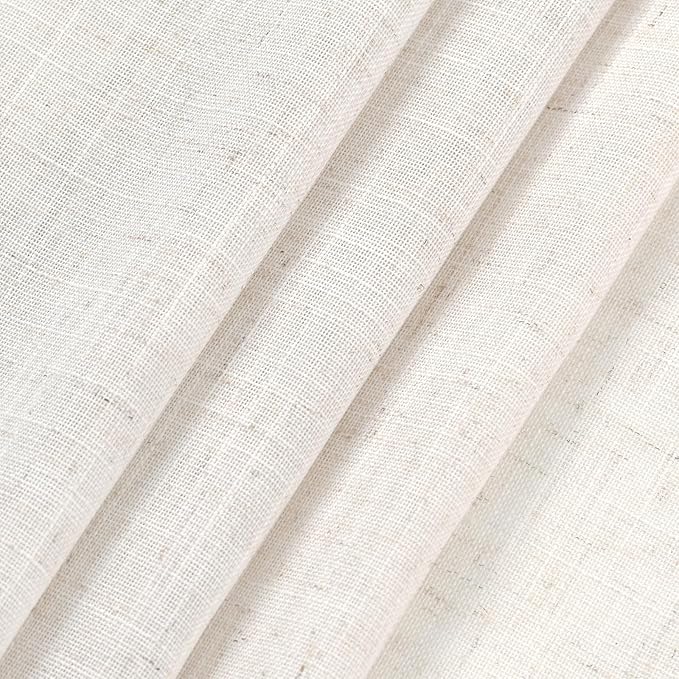 Nanspring Ivory White Curtains 80 Inches Length for Living Room Back Tab Rod Pocket Semi Sheer Linen Drapes Muted Neutral Boho Linen Window Curtain for Bedroom/Dining Room 52X80 Inches