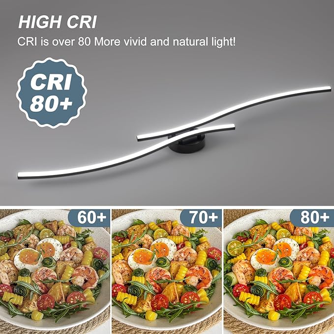 47.24inch Linear Ceiling Light Black Modern LED Ceiling Light Fixture 6000K Aluminum Long Ceiling Lamp for Hallway, Kitchen, Bedroom, Dining Room