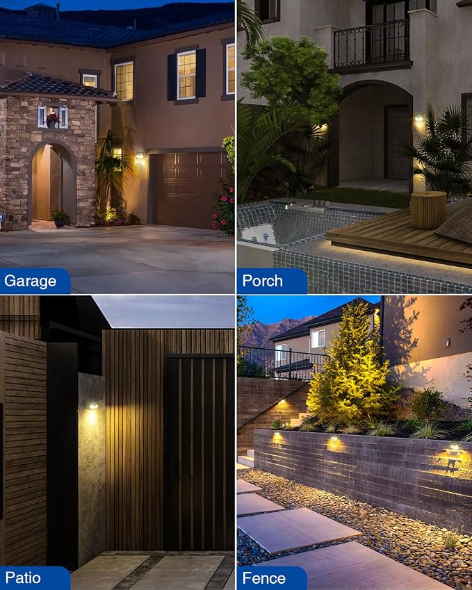Peasur Solar Lights Outdoor Waterproof [8 Pack/140LED], Warm White Motion Sensor Light Ultra-Bright, 3 Modes Solar Fence Security Lighting for Wall Garden Yard Garage Patio