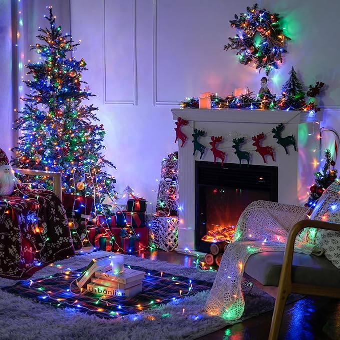 JMEXSUSS 150 LED Christmas Lights Indoor Outdoor Waterproof, 59 ft Connectable Christmas Tree Lights Plug in, 8 Modes Multicolor String Lights for Bedroom Tree Fence Patio Party Christmas Decorations