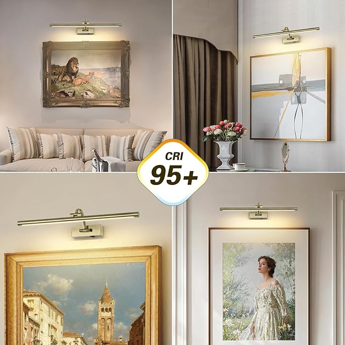 DESOOP Wireless Picture Lights Rechargeable Gallery Lighting Battery Picture Frame Light with Remote and Timer, Adjustable Art Light for Paintings, Portraits, Antique Bronze Finish 24'' Inch 5W 2700K