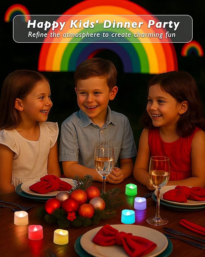 Raycare 7-Color Changing Battery Operated Tea Lights, 200+Hour Electric Flameless Candles, Realistic Votive LED Tea Lights for Wedding Party Halloween Thanksgiving Christmas Decorations Pack of 12