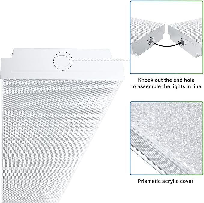 ANTLUX 4FT LED Wraparound 40W Shop Lights for Garage, 4400lm, 4000K, 4 Foot LED Wrap Light, 48 Inch Integrated Linear Strip Flush Mount Office Workshop Ceiling Lighting Fixture, 4 Pack