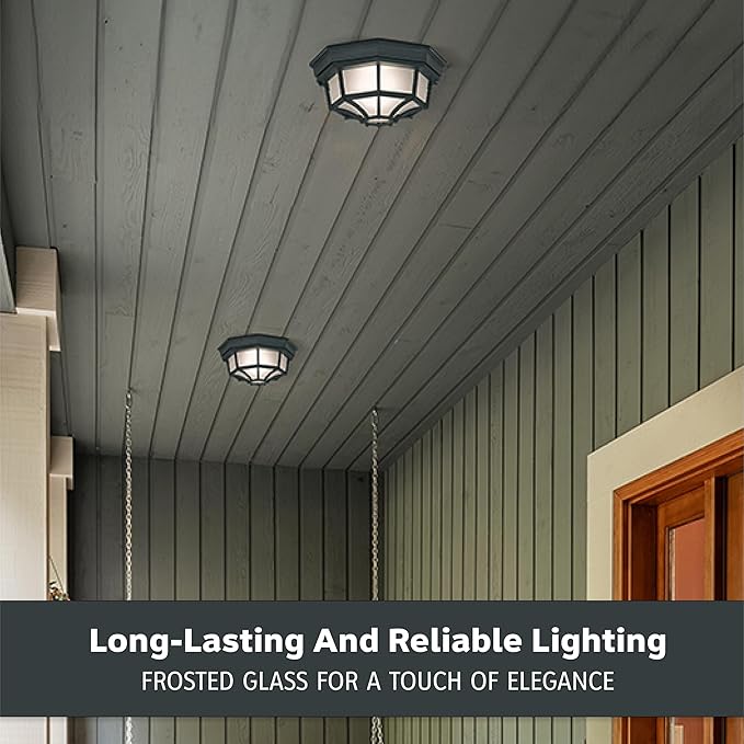 DESIGNERS FOUNTAIN 2067-BK Builder Cast Outdoor Flush Mount Ceiling Light,10.5 in W,Black,(Pack of 6)