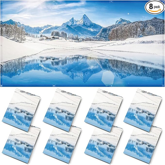ANGSYLTH 8 Pcs Fluorescent Light Covers - 4 x 2 Feet Magnetic Light Filters for Ceiling Lights, Classroom, Office, Hospitals, Home (Winter - Snow)