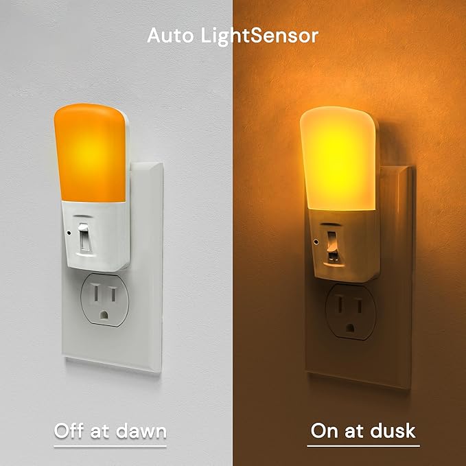LOHAS-LED Amber Night Light, Dimmable Plug in Night Light with Light Sensor, Yellow Kids Nightlights, 5-80LM Sleep Light for Nursery, Bedroom, Bathroom, Hallway, Stairway, 2Pack