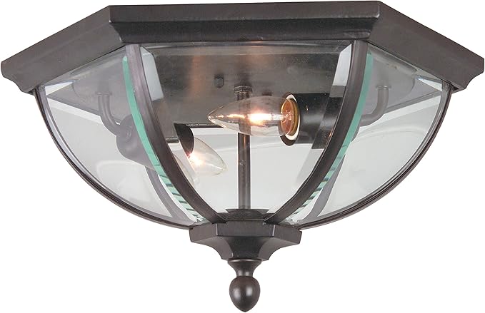 Craftmade Z3017-OBO Britannia Outdoor Flush Mount Ceiling Lighting, 2-Light 120 Watts (15" W x 8" H), Oiled Bronze