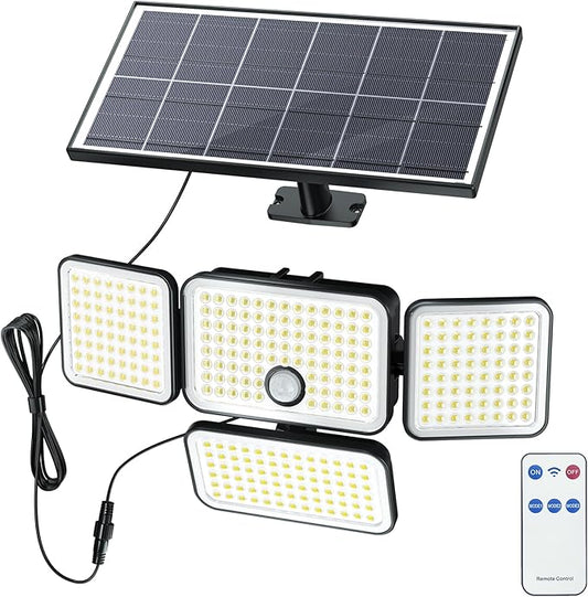 SUPERDANNY Solar Lights Outdoor, Motion Sensor Outdoor Flood Lights Dusk to Dawn with 16.4ft Cable IP65 Waterproof, Security Light for Garden Barn Porch 1 Pack