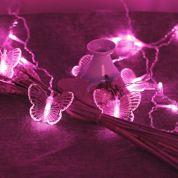 Butterfly Curtain Lights, 13ft 96 LED USB Window Fairy Lights 16 Butterflies 8 Modes Firefly Twinkle Timer String Lights with Remote for Room Bedroom Wall Ceiling Party Wedding Christmas