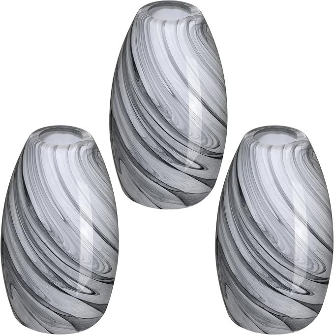 3 Pack Replacement 4.7" Grey Cover Glass Shade,Ceiling Fan Light Lampshade for Chandelier Vanity Lights Wall Sconces Pendant Light,1.66" Fitter Size,7.7" high*4.7" Diameter