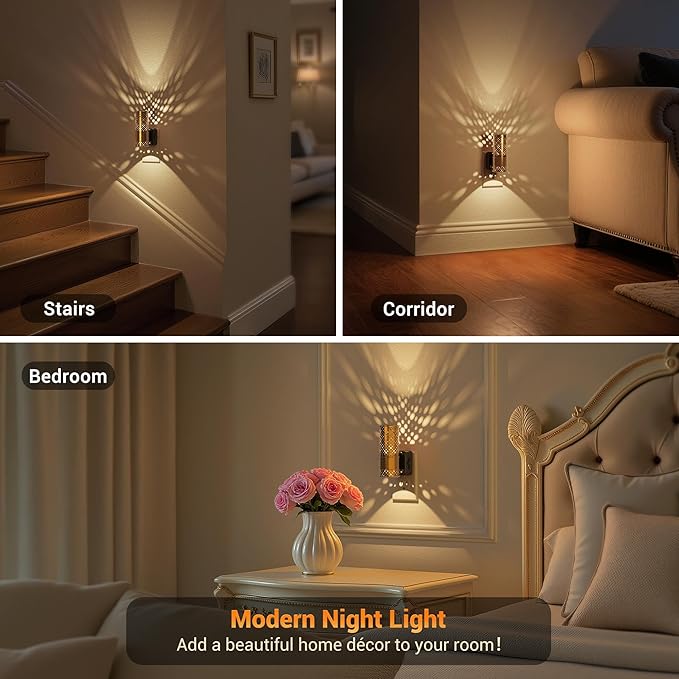 JandCase Night Lights Plug into Wall, Aesthetic Nightlight with Metal Shade, 3000K Warm White 0-100LM Adjustable Brightness, Dusk to Dawn Sensor Plug in Night Light for Bathroom Hallway[2 Pack]