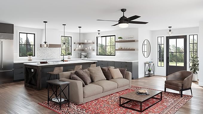 Design House 588517 Gracelyn Modern Indoor Dimmable Semi-Flush Ceiling Light with Clear Seedy Glass Globe Shade for Kitchen Hallway Bedroom, Matte Black