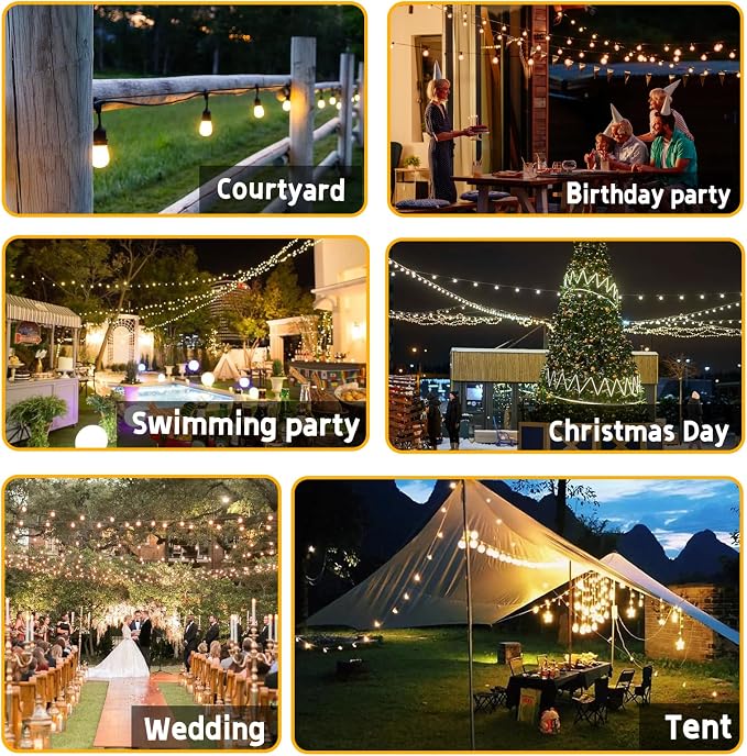 cyrico String Light Hanging Kit, Outdoor Light Guide Wire, Globe String Lights Suspension Kit with 200 Ft Nylon Coated Stainless Steel 304 Wire Rope Cable, Turnbuckle, Enough Accessories, Use Manual