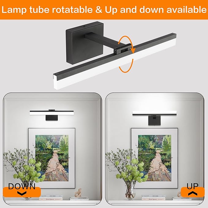 SOLFART 18Inch LED Vanity Light Bathroom Light Fixtures Over Mirror Black Vanity Lights for Bathroom Modern Lighting Fixture ND