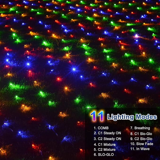 echosari Net Lights Battery Operated, 100 LED Dual Color Changing Bush Lights 5X 5Ft Christmas Net Light with Remote for Garden Shrub Bush Fence Decor (Warm White & Multicolor)