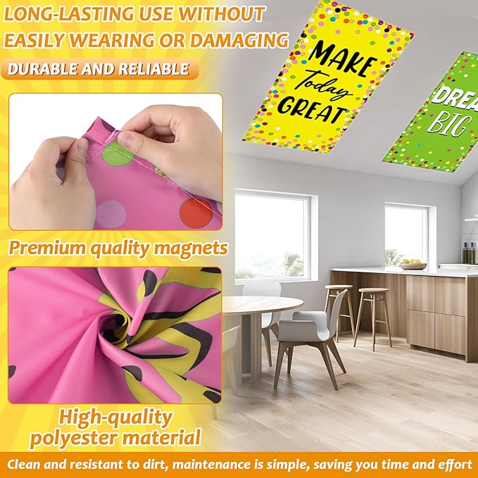 6 Pcs Fluorescent Light Covers with 60 Magnets Decorative for Classroom Ceiling Lights 4 x 2 Feet Magnetic Light Cover Filter Easy Install for Office Hospital Home Ceiling Supplies (Colorful Confetti)