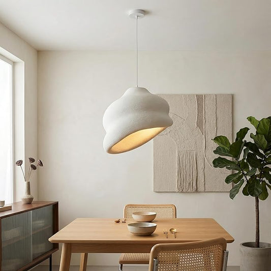 JAYMP Wabi Sabi Pendant Light for Dining Room Kitchen Island Hallway Restaurant Modern Hanging Lamp E26 Base Japanese Style Conch Shape Lighting Fixture, Matte White, 50cm/19.7in