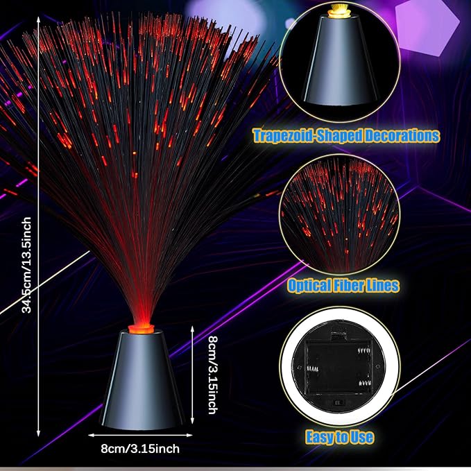 Patelai Fiber Optic Lamp Lighting Bulk 13.5" Color Changing Crystal Base with 7 Colors Table Centerpiece Atmosphere Decor for Glow in The Dark Favors Supplies Valentines Day Wedding Decorations
