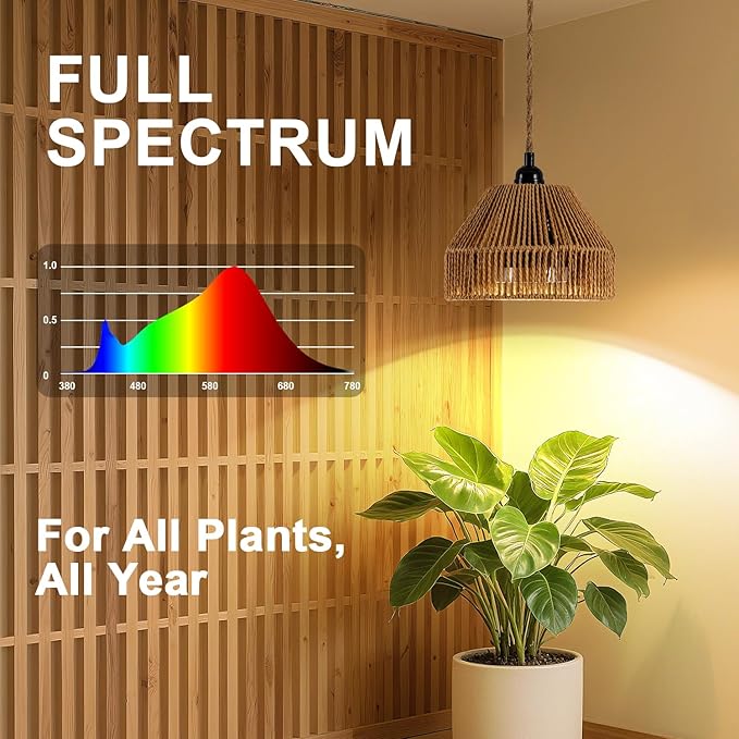 30W Suspended Indoor Plant Growth Light, 24-Hour Cycle Timer, 4000k Full Spectrum LED, Suitable for Large Tall Plants, Gardens, Flowers, and greenhouses, Suspended Plant Pendant Light