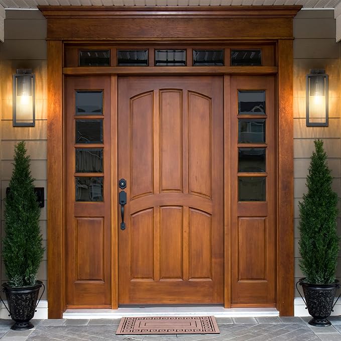Globe Electric 44837 1-Light Outdoor Indoor Wall Sconce, Brushed Dark Bronze, Clear Glass Shade, Back Porch Lights, Front Patio, Garage Fixture, Exterior Lighting for House