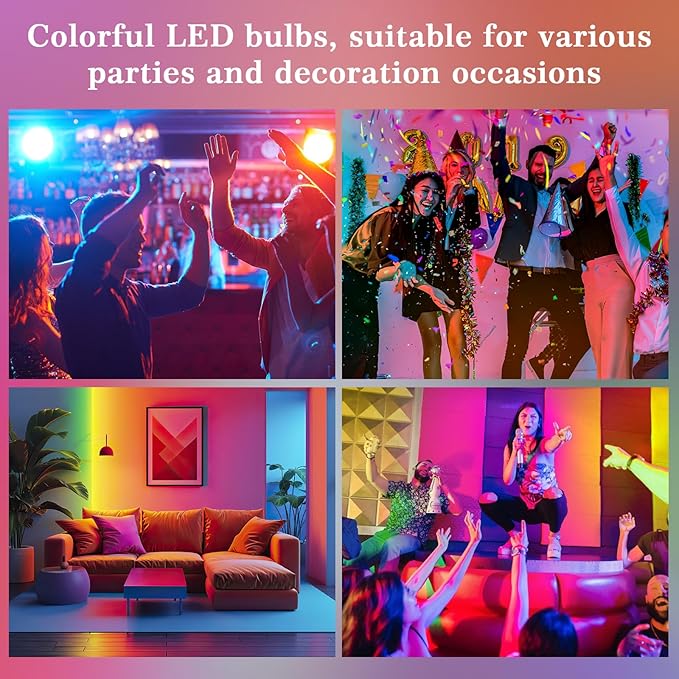 MIAOKE Stained Glass Light Bulb, 4W E26 Base A19 Colorful Light Bulb, Stained Glass Decorative LED Bulbs for Home, Party, Christmas, Garden, Balcony