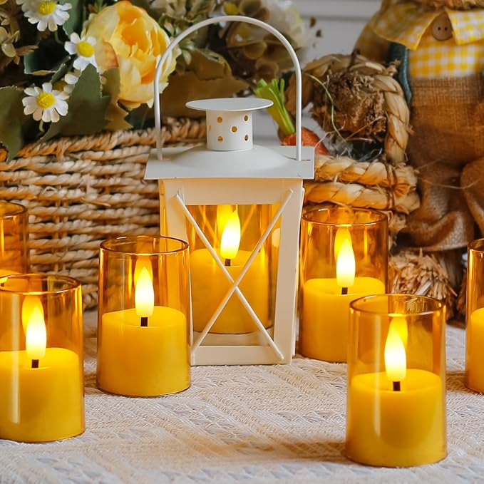 Flameless Small Tea Light LED Candles, Acrylic Battery Operated Votive 1.7" x2.5" with Remote Control and Timer, Tealight Amber Flickering Warm Light Pack of 15 Electric Long Lasting