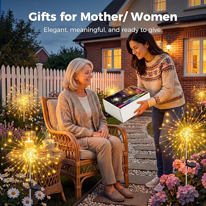 btfarm 10 Pack Solar Garden Lights Outdoor 8 Modes, 120 LED Firework Lights Solar Powered, Waterproof Twinkle Fairy Light Outside for Yard Pathway Lawn Pool Patio Christmas Decorative, Warm White