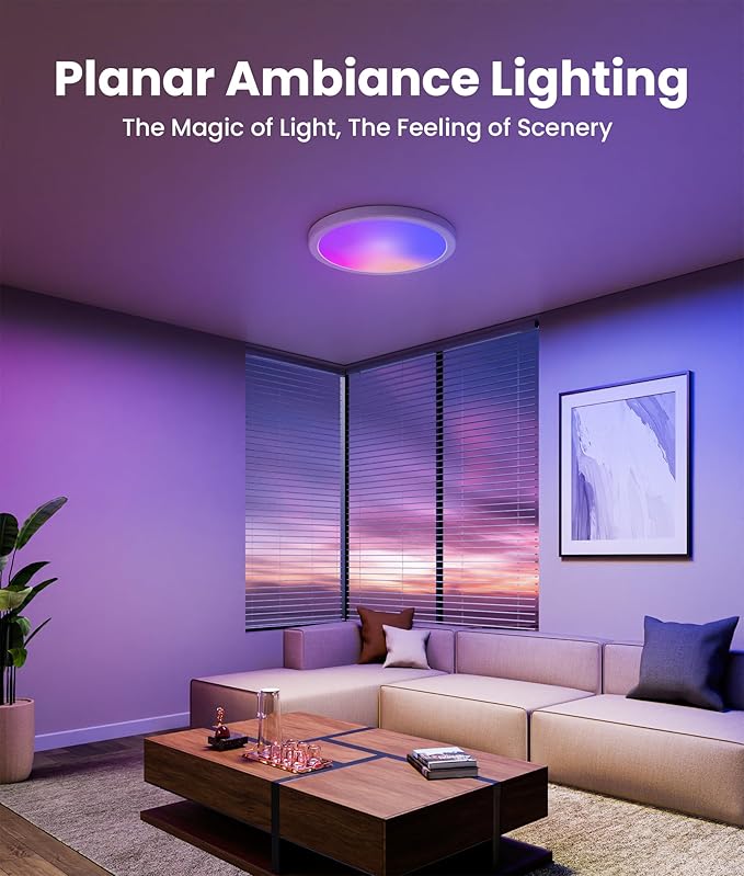 12 Inch Smart Ceiling Light, 2400LM RGBCW Flush Mount Ceiling Light Work with App & Voice Control, 2700K-6500K Dimmable LED Ceiling Light Fixture for Living Room Bedroom Gaming Room