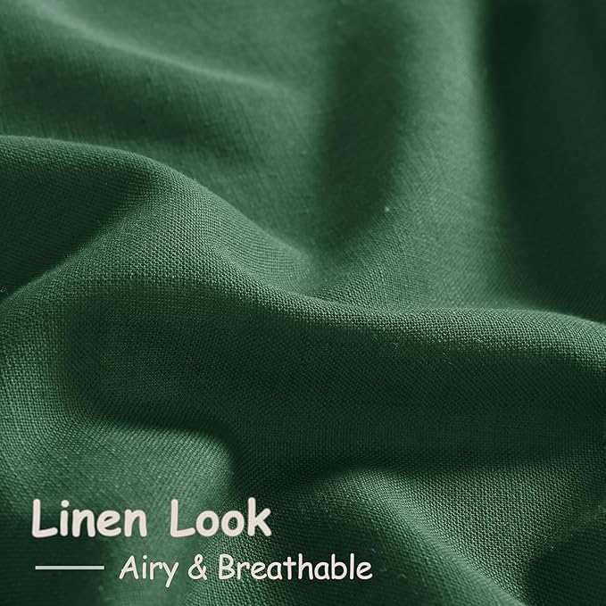 Green Linen Textured 96 Inch Curtains 2 Panel Set Back Tab Rod Pocket Sheer Light Filtering Boho Room Decor Aesthetic Curtains Burlap Look Curtain Drapes for Living Room Bedroom 8Ft 52x96 Inch
