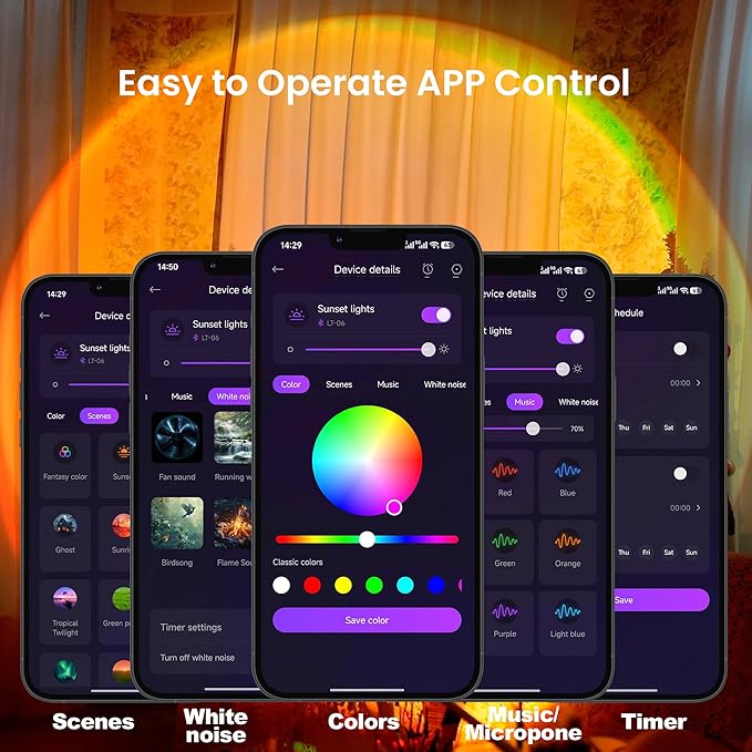 Tsrarey Sunset Lamp Projection, Not Only 21 Colors Sunset Lights, 180 Degree Rotation Led Light, Push Button Switch & APP Control Projector for Party Bedroom Decor